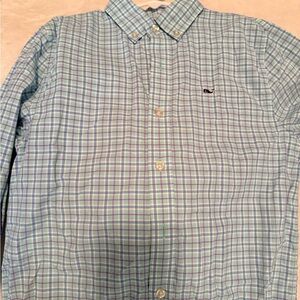 Button-Down Plaid  youth Shirt - Light Blue & Purple